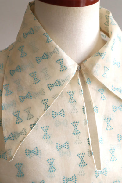 70s Balloon Sleeve Sheer Blouse