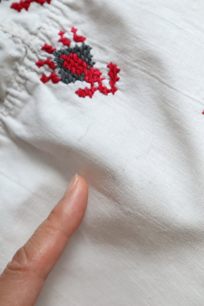 1920s Ukrainian Hand-Embroidered Cotton Sorochka Dress
