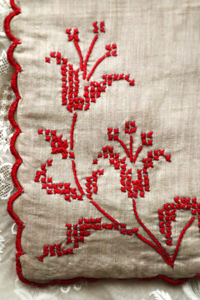 Handcrafted Bag with Antique French Embroidered Lily