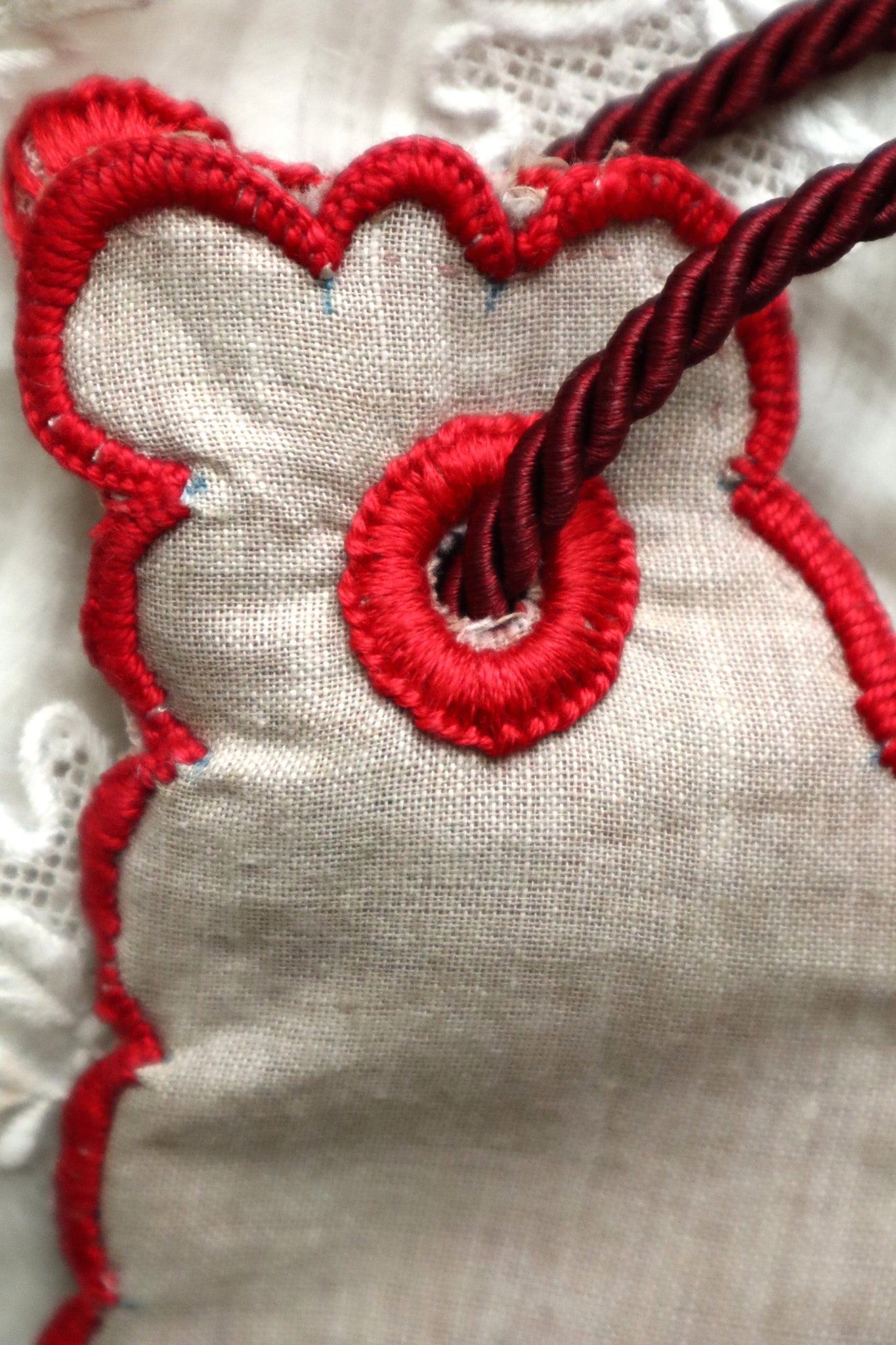 Handcrafted Bag with Antique French Embroidered Lily