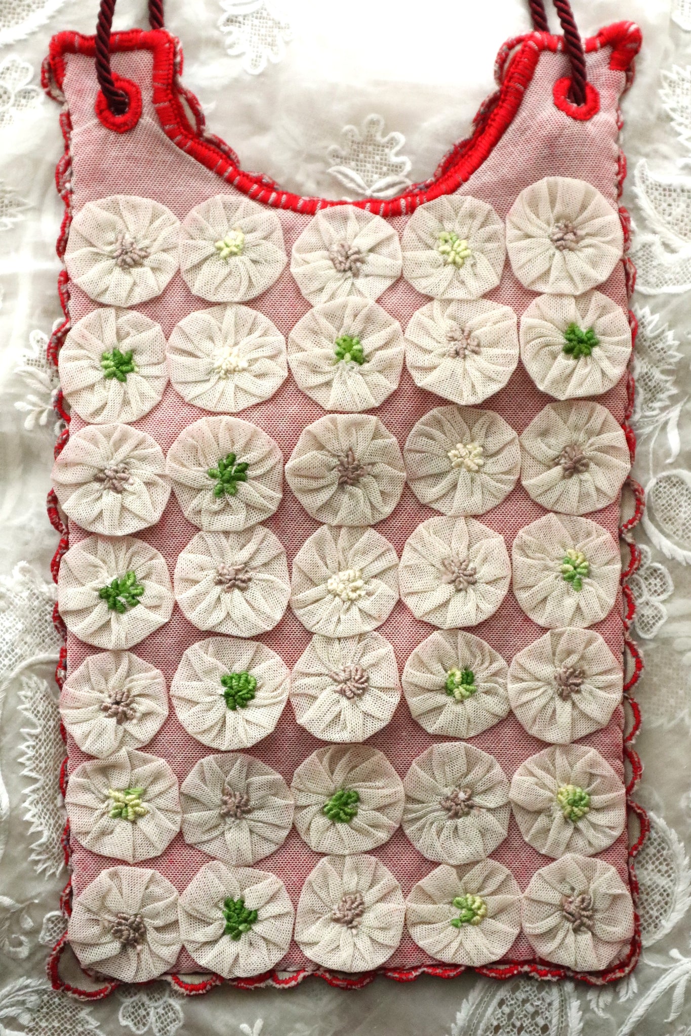 Handcrafted Bag with Antique French Embroidered Lily