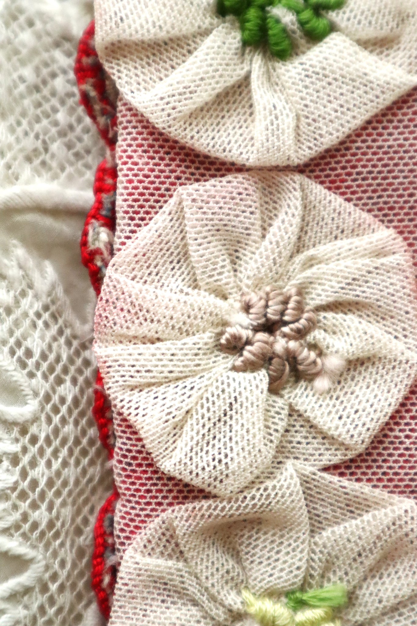 Handcrafted Bag with Antique French Embroidered Lily
