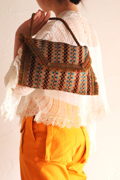 1900s French Embroidery Bag with Silk Lining