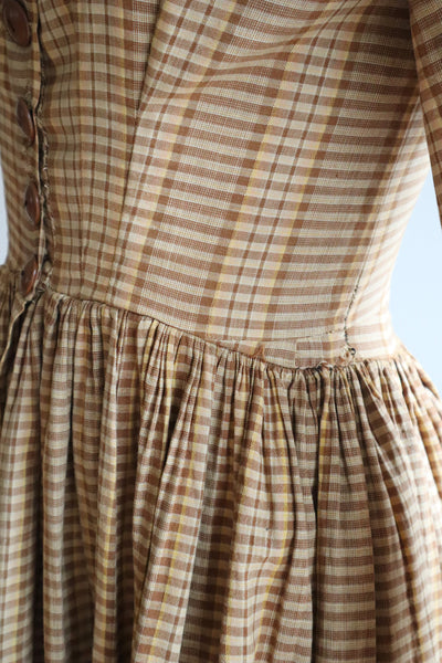19th Plaid Prairie Dress Size XS~S