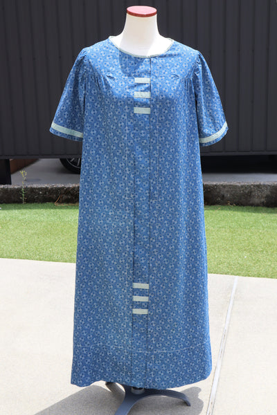 1900s Blue Calico Dress