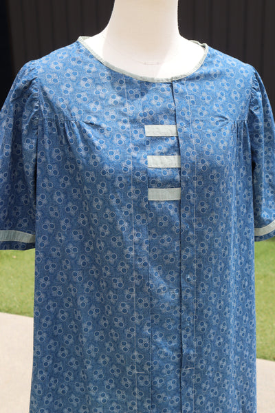 1900s Blue Calico Dress