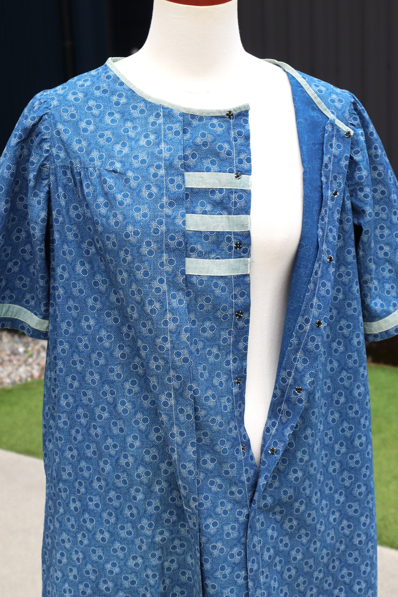 1900s Blue Calico Dress