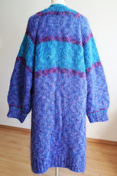 80s Blue Mohair Knit Coat