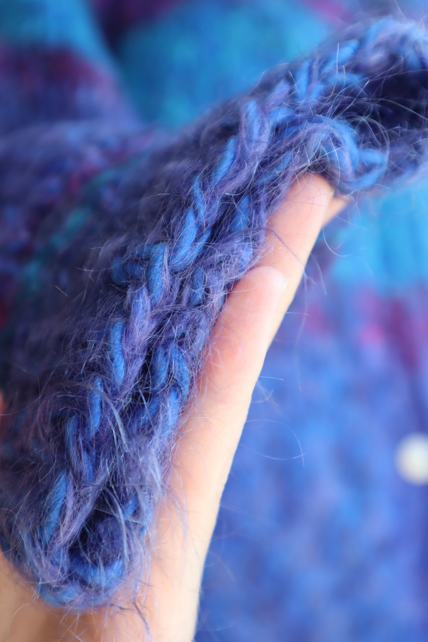 80s Blue Mohair Knit Coat