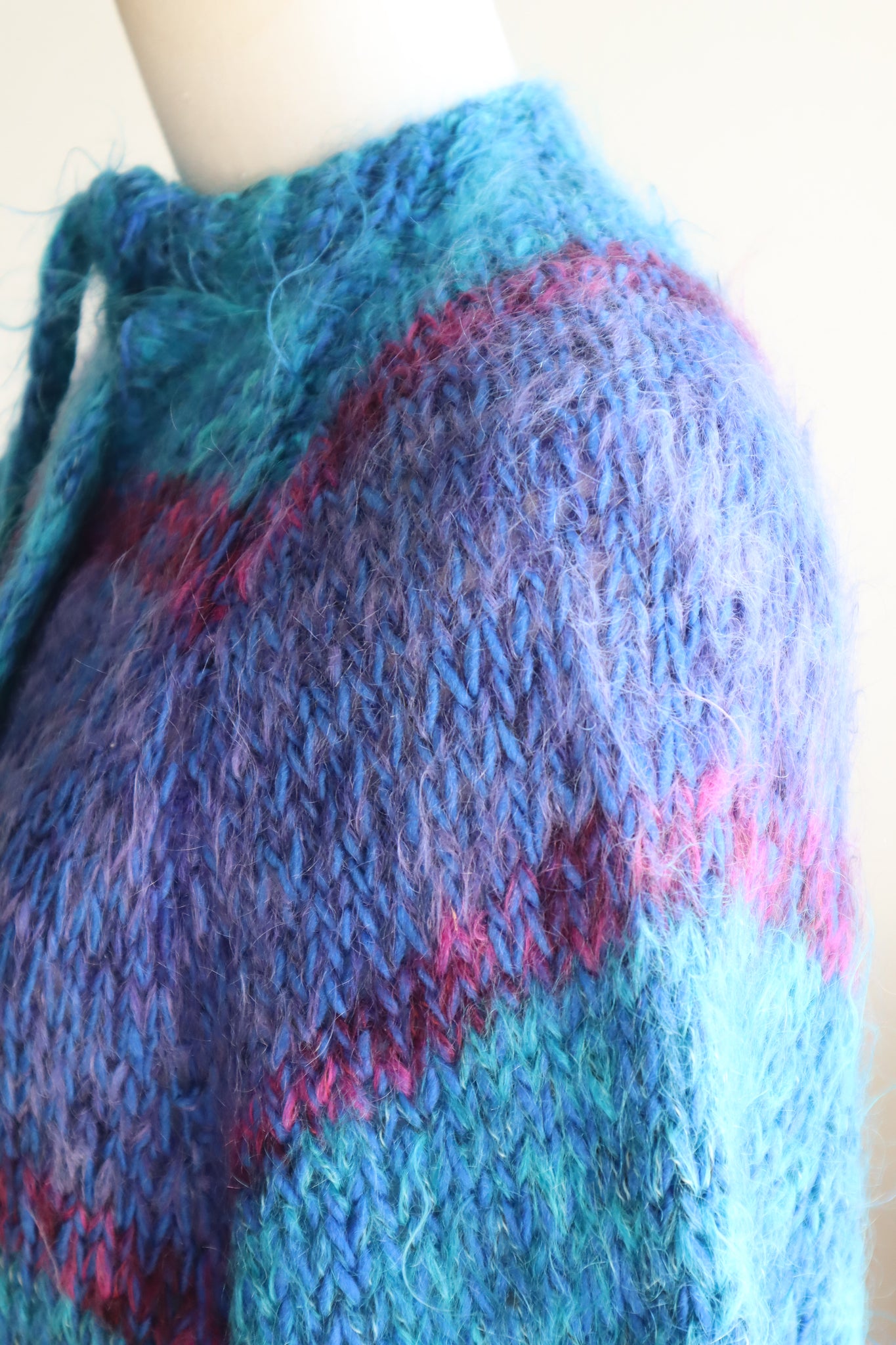 80s Blue Mohair Knit Coat