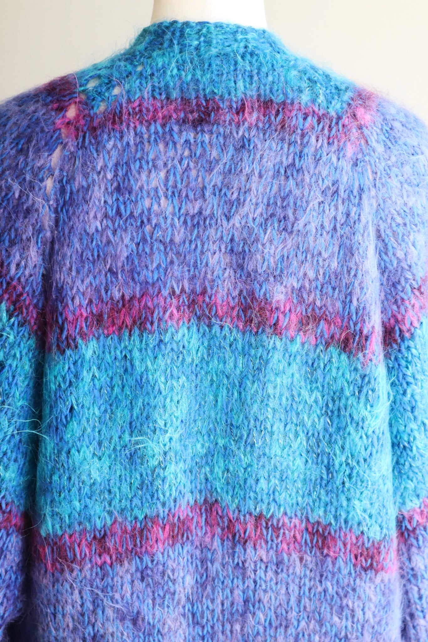 80s Blue Mohair Knit Coat