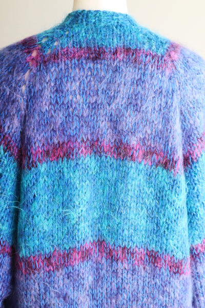 80s Blue Mohair Knit Coat