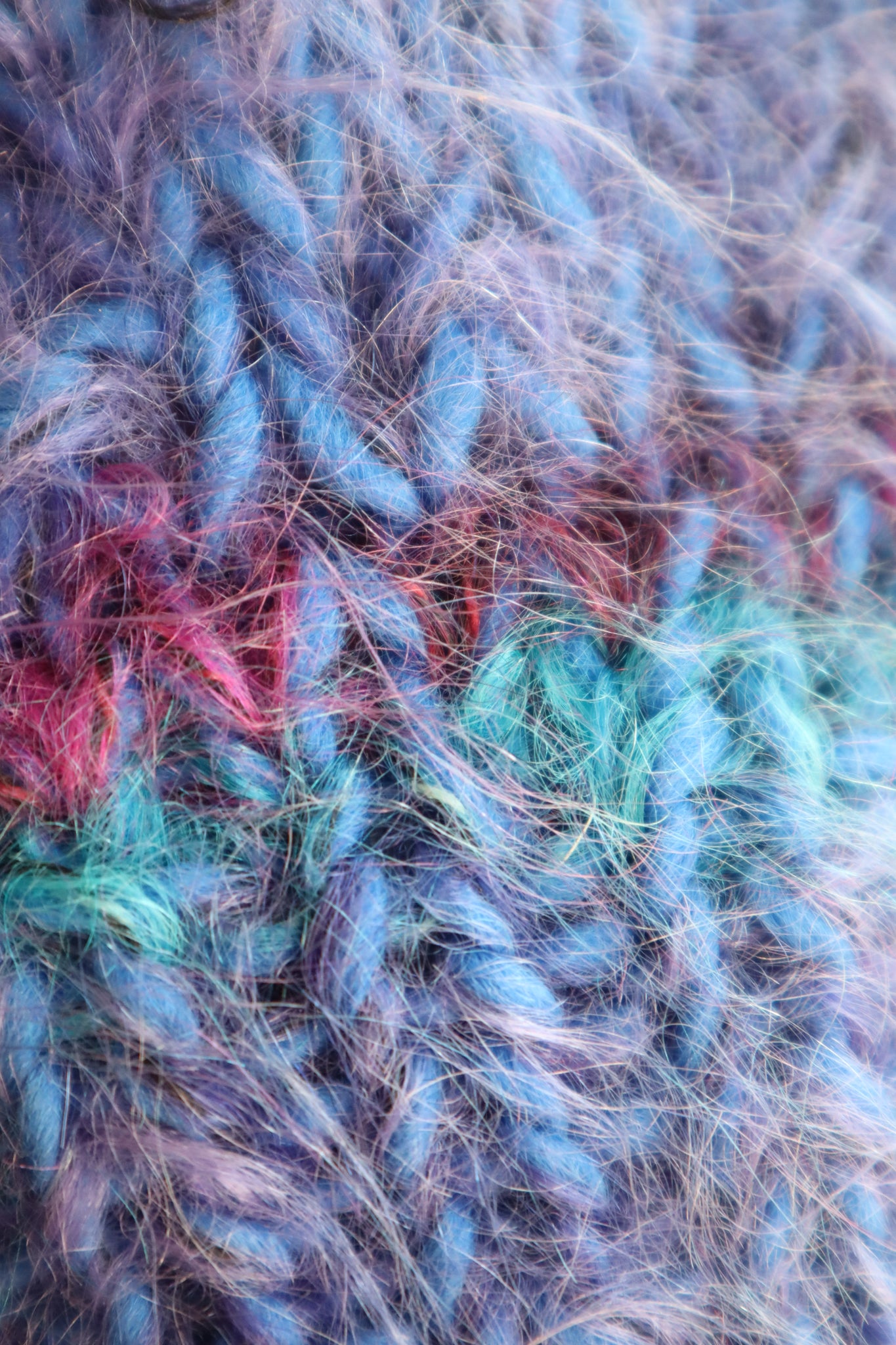 80s Blue Mohair Knit Coat
