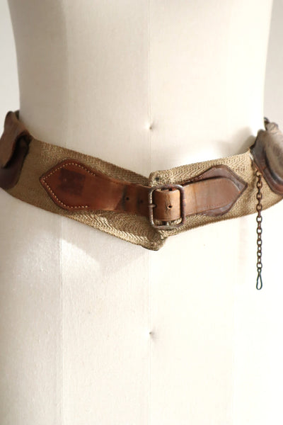 1890s–1910s French Utility Belt with Leather Pouches