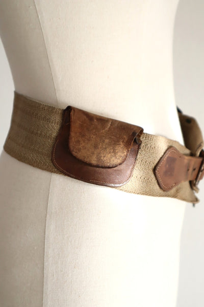 1890s–1910s French Utility Belt with Leather Pouches