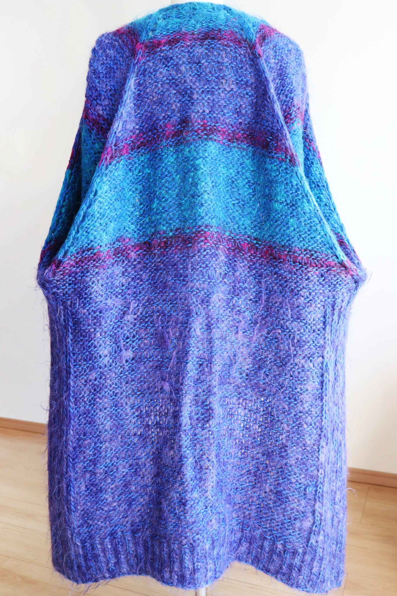 80s Blue Mohair Knit Coat