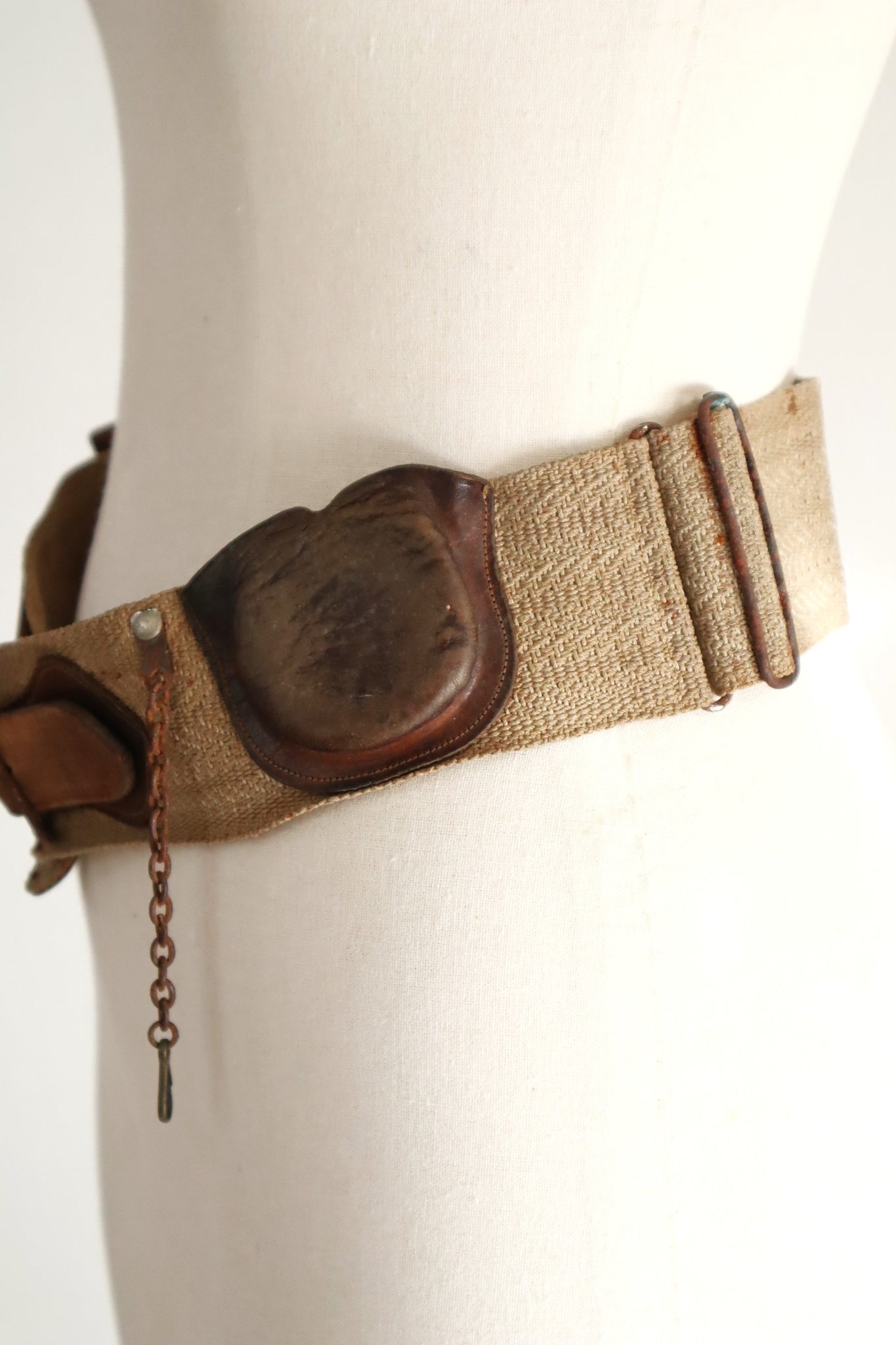 1890s–1910s French Utility Belt with Leather Pouches