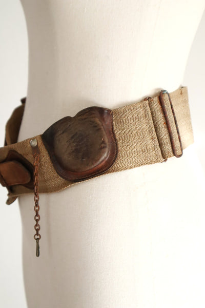 1890s–1910s French Utility Belt with Leather Pouches