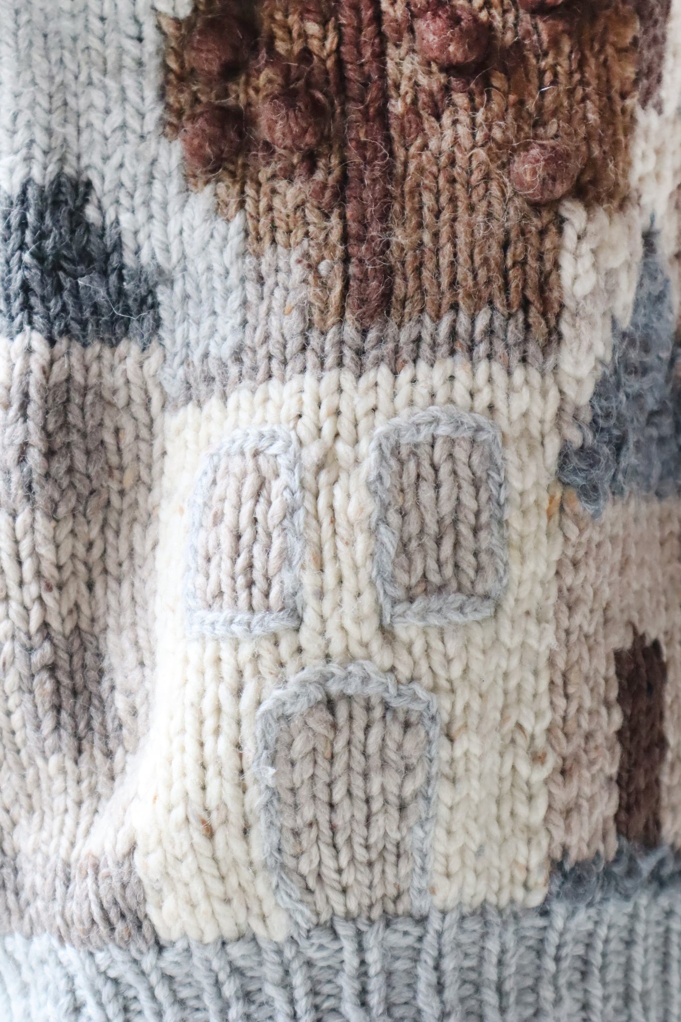 80s 3D Hand Knit Chunky Wool Sweater