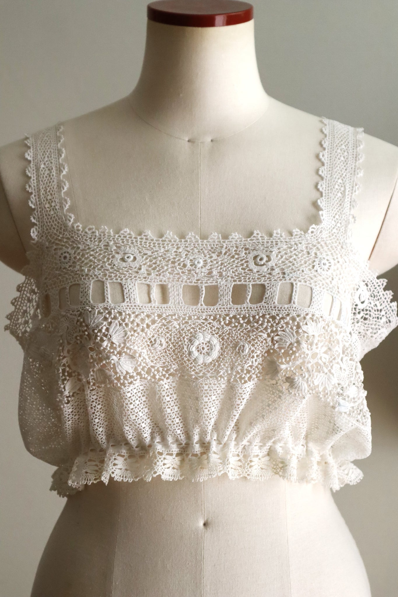 Handcrafted Corset Cover with Antique French Hand-Crocheted Lace