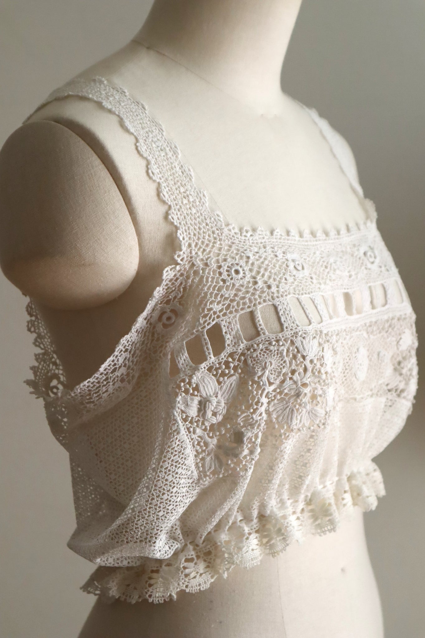 Handcrafted Corset Cover with Antique French Hand-Crocheted Lace