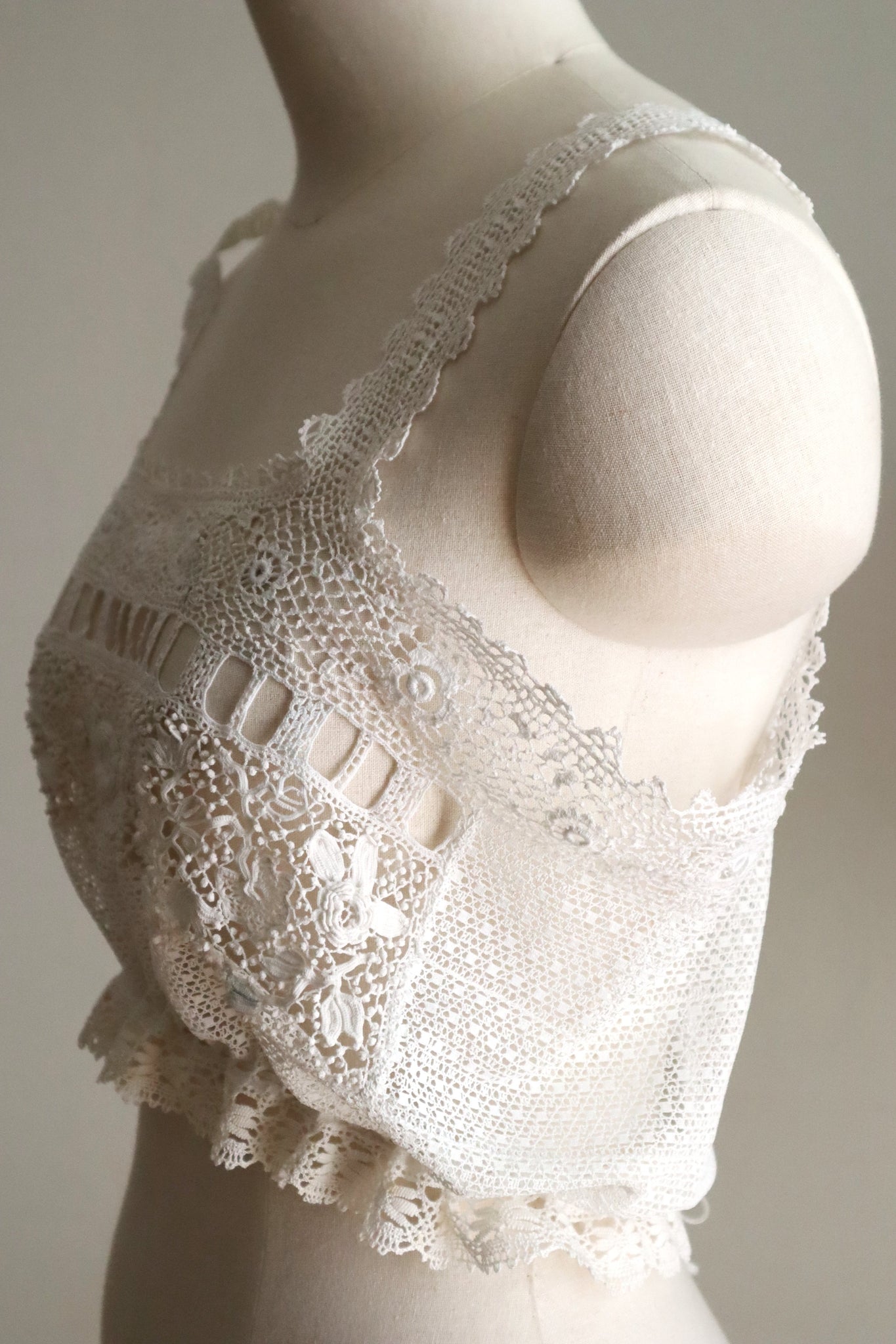 Handcrafted Corset Cover with Antique French Hand-Crocheted Lace