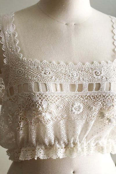 Handcrafted Corset Cover with Antique French Hand-Crocheted Lace