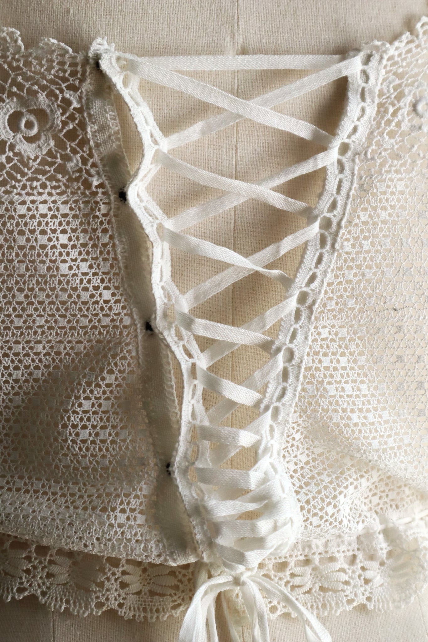 Handcrafted Corset Cover with Antique French Hand-Crocheted Lace