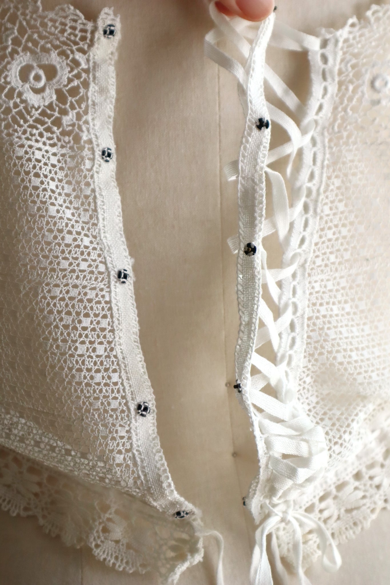 Handcrafted Corset Cover with Antique French Hand-Crocheted Lace