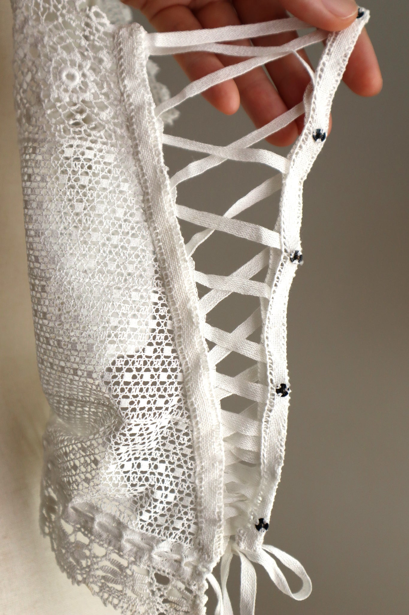 Handcrafted Corset Cover with Antique French Hand-Crocheted Lace