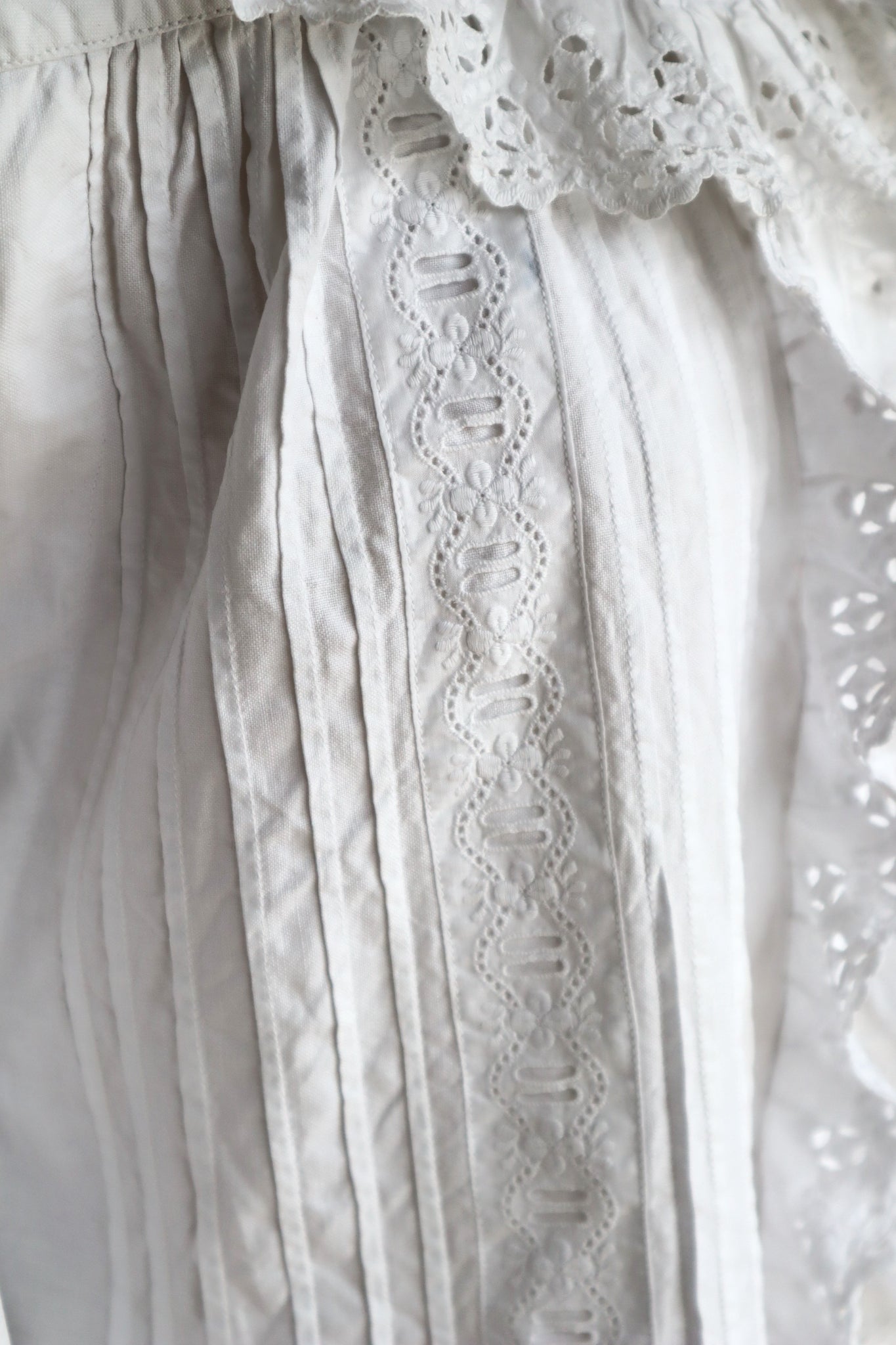 1900s Big Collar Cutwork Lace Dress Size L