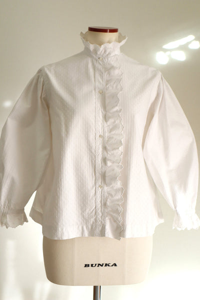 1910s–1920s French Hand-Embroidered Cotton Blouse