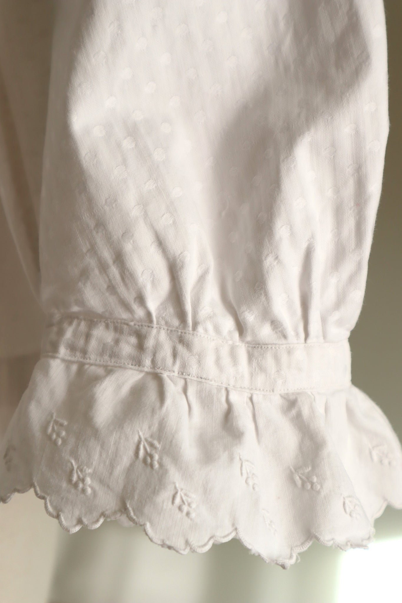 1910s–1920s French Hand-Embroidered Cotton Blouse