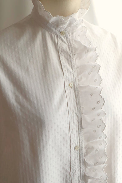 1910s–1920s French Hand-Embroidered Cotton Blouse
