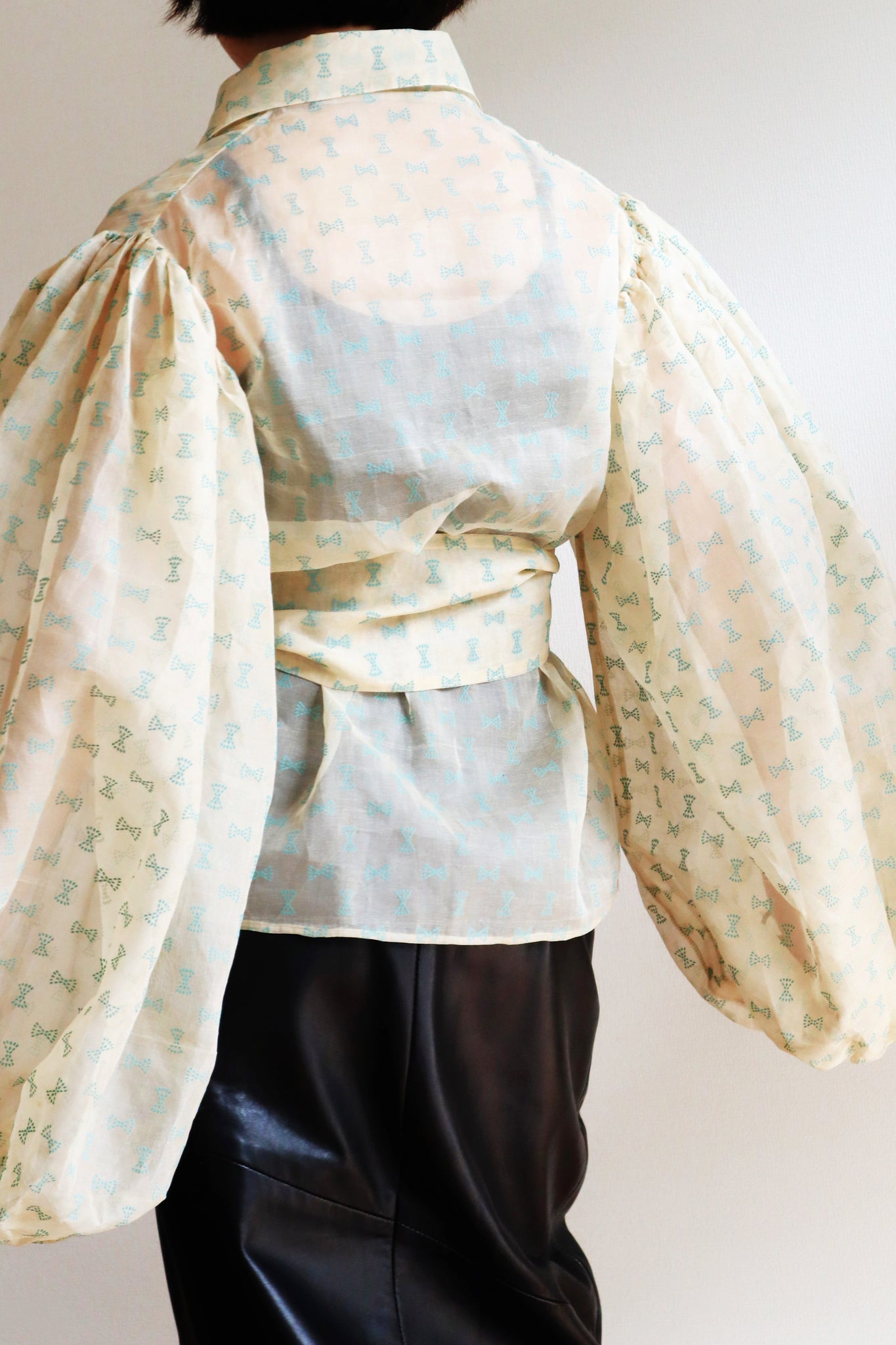 70s Balloon Sleeve Sheer Blouse