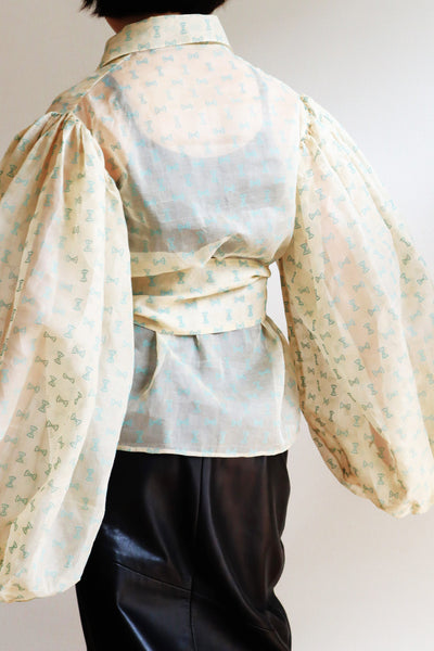 70s Balloon Sleeve Sheer Blouse