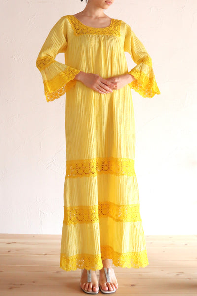 70s Yellow Mexican Dress