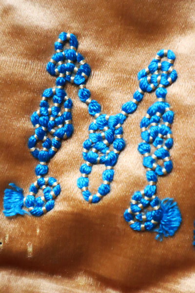 1900s French Embroidery Bag with Silk Lining