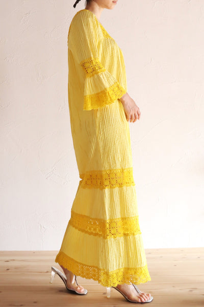 70s Yellow Mexican Dress