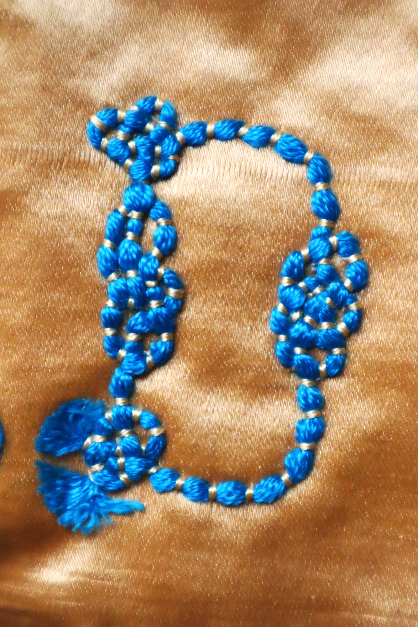 1900s French Embroidery Bag with Silk Lining