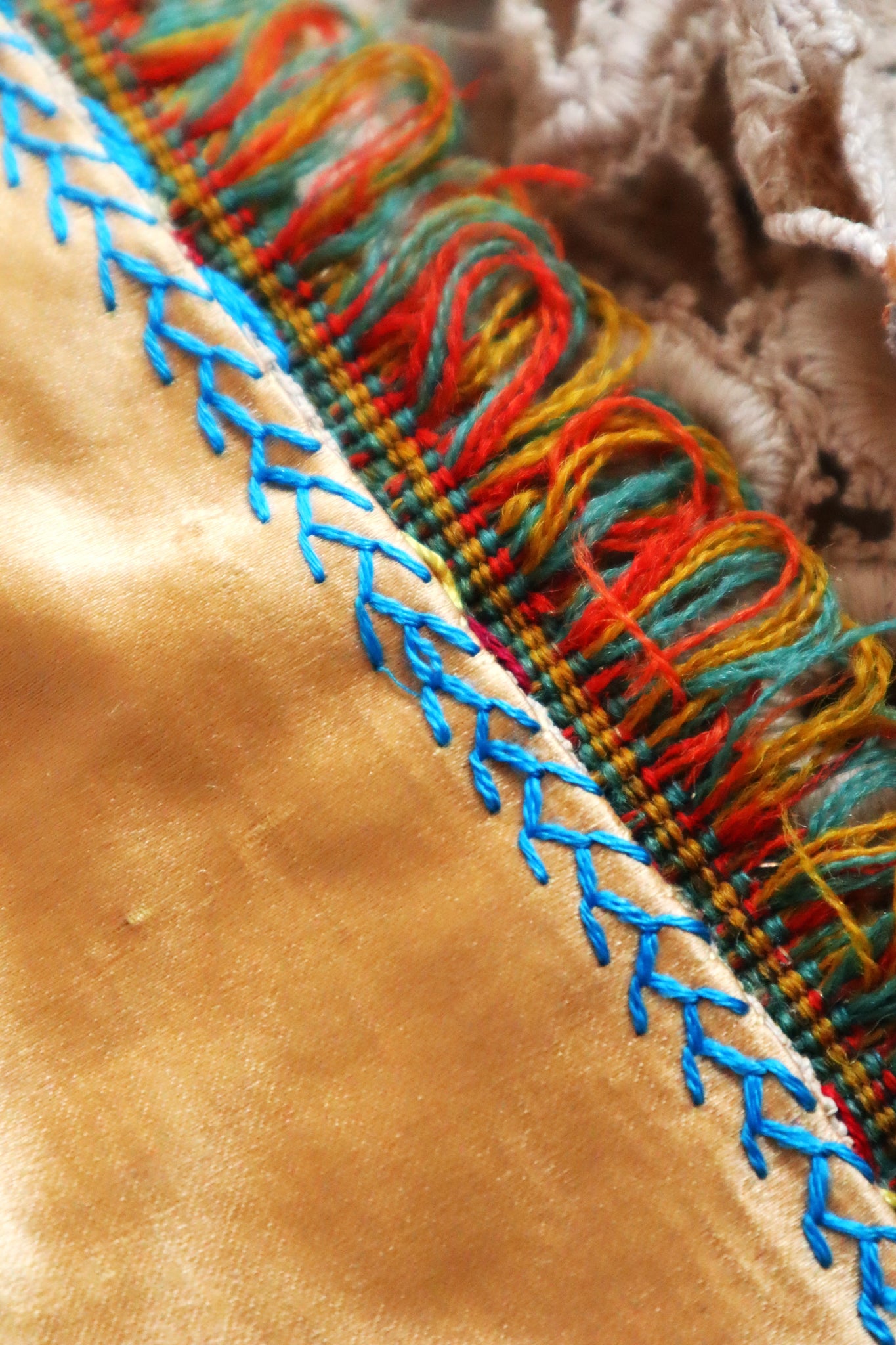 1900s French Embroidery Bag with Silk Lining
