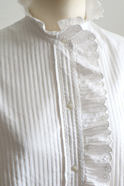 1910s French Hand-Finished Cotton Blouse