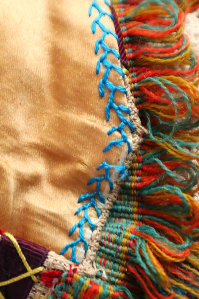 1900s French Embroidery Bag with Silk Lining