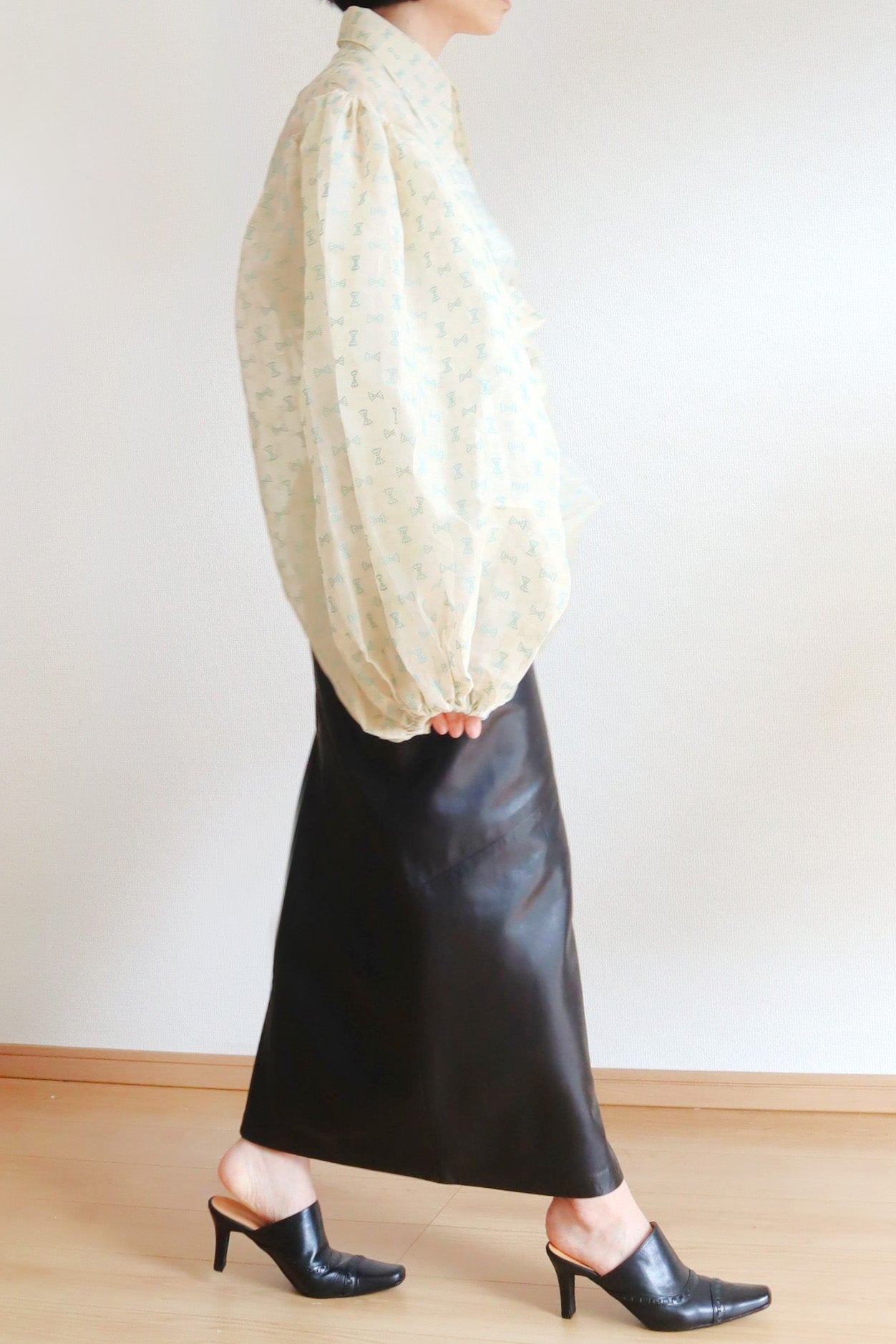 70s Balloon Sleeve Sheer Blouse