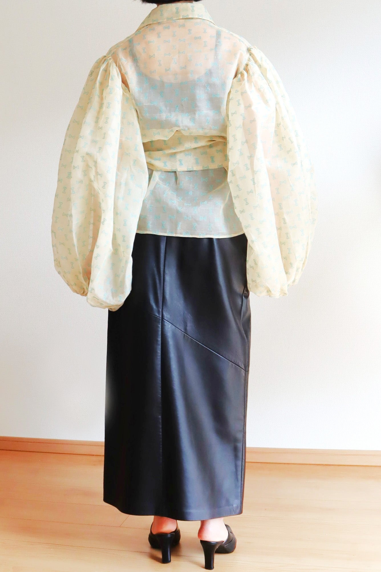 70s Balloon Sleeve Sheer Blouse