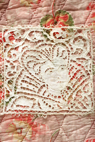 1920s French Richelieu Lace Portrait Panels