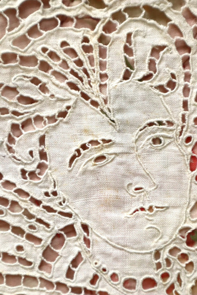 1920s French Richelieu Lace Portrait Panels