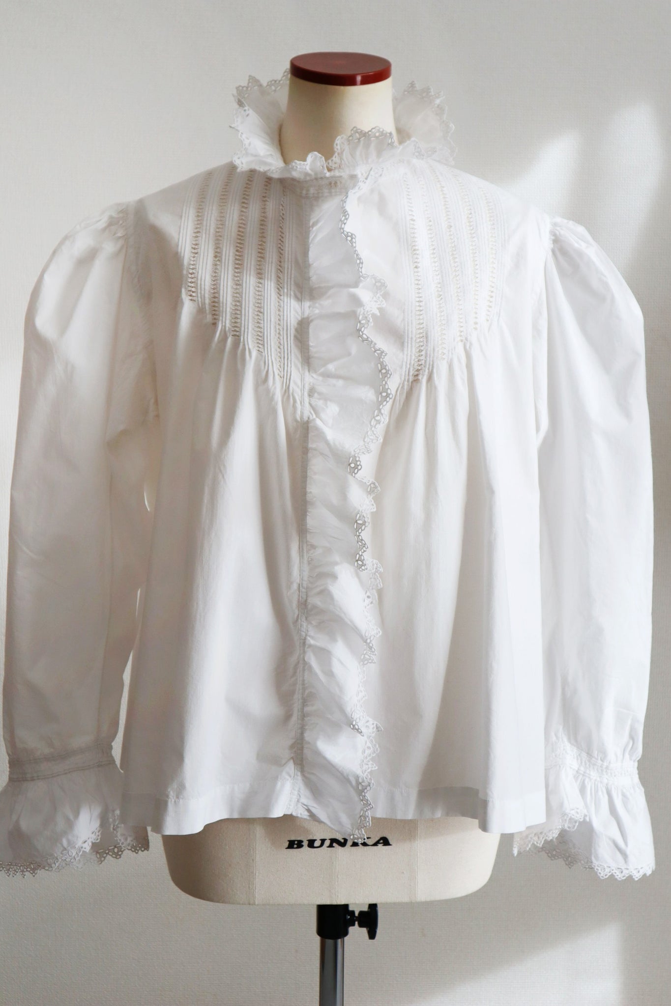 1900s French Hand-Embroidered White Blouse