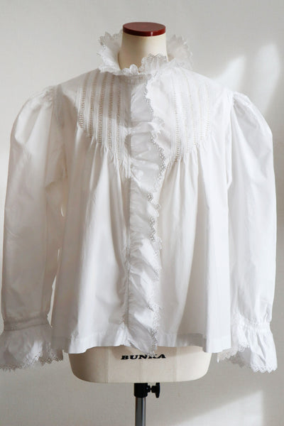 1900s French Hand-Embroidered White Blouse
