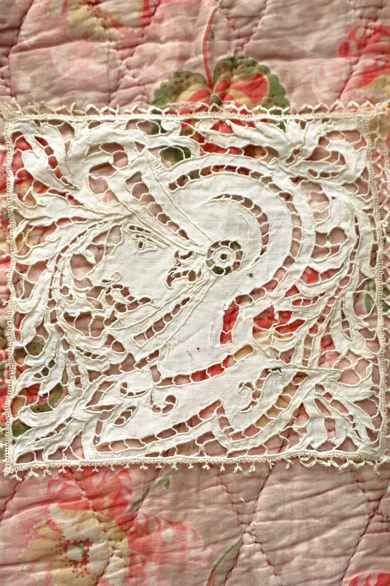 1920s French Richelieu Lace Portrait Panels